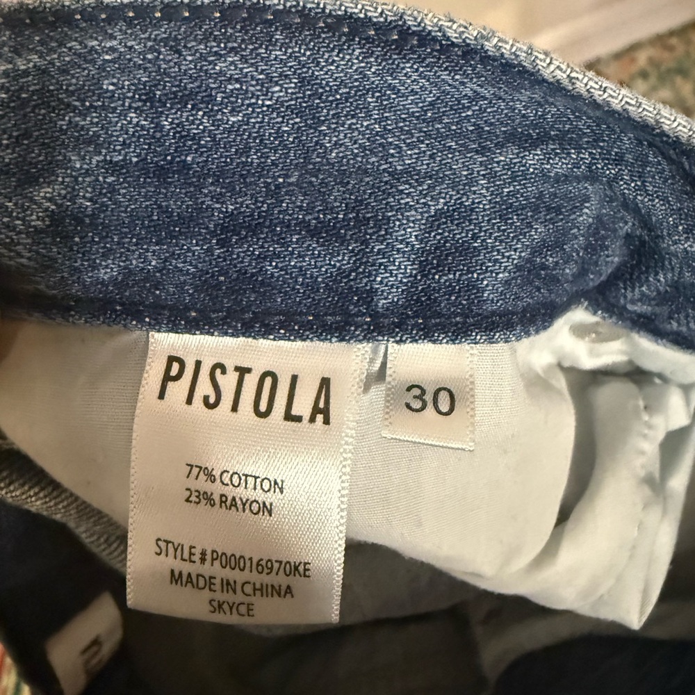 Pistola Wide Leg Denim Jeans in Medium Blue Distressed - Picture 8 of 9
